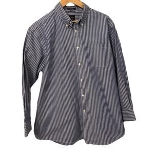 Battery Street Collection Men XL 17-17 1/2 Blue Stripe Classic Fit Stretch Shirt